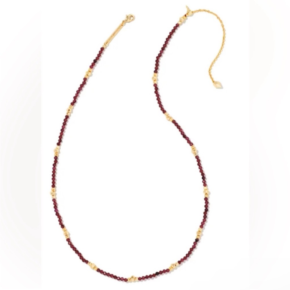 NWOT Kendra Scott Britt Gold Choker Necklace in Burgundy Glass